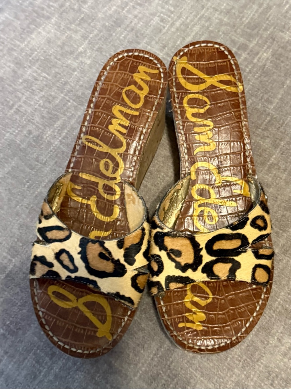 Sam Edelman Leopard Print Slide Sandals - Brown & Black